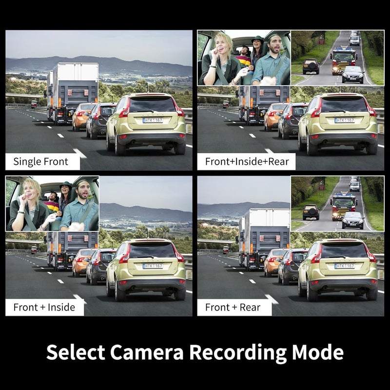 Gloryes 2025 Dash Cam, 3 Channel Dash Cam Front and Rear Inside, Interior Car Camera,2.5K/1440P Single Front Dash Camera,IR Night Vision, G-Sensor, Free 32G SD Card, Parking Monitor 1S Recording - Image 2